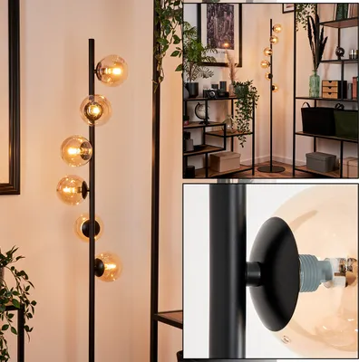 Produktbild von Garaguso Stehlampe aus Metall/Glas in Schwarz/Bernsteinfarben
