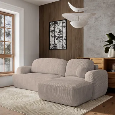 Produktbild von Masseno Ecksofa MODENZA P R-S mit Schlaffunktion L-Form, Sofa mit Bettkasten, Wohnzimmersofa, Couch, Soffa, Bettsofa, Couchgarnitur- Beige, POSO 02