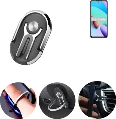 Produktbild von K-S-Trade 3in1 Smartphone-Ring Handy-Ring kompatibel mit Xiaomi Redmi 10 2022 Fingerhalterung  Handyring Tischständer Lüftungsgitter-Halterung Tisch