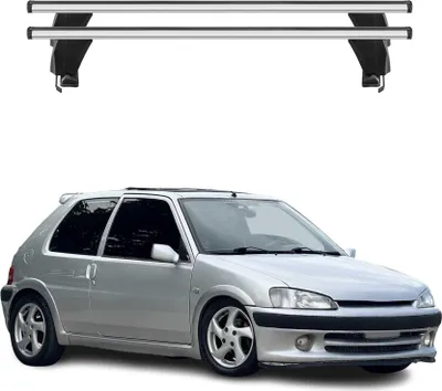 Image de Menabo Barres de toit transversales pour Peugeot 106 1992-2004 Porte-Bagage en Alu lisse Argent 5Dr 2x