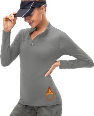 Produktbild von Langärmeliges Sportshirt für Damen mit halbem Reißverschluss