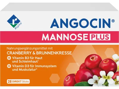 Produktbild von ANGOCIN Mannose Plus Direktgranulat mit Vitamin D3 und B3 zur Unterstützung von Immunsystem und Schleimhäuten, 28 St. Direktgranulat