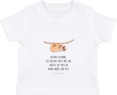 Produktbild von Mr. & Mrs. Panda  T-Shirt Faultier Kind 12. - 18. Monat - Weiß - Geschenk, Mutter, Baby, Liebe, Babyshirt, Geburt, Organic, Baumwollshirt, Kinder, Kleinkind