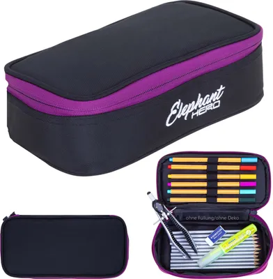 Produktbild von Mäppchen Box Elephant Hero Signature Federmäppchen Federtasche Pennal Schülermäppchen Stiftemäppchen Stiftebox Stifteetui pencil case Mädchen Large 13018 Tiff Lila Violett Black