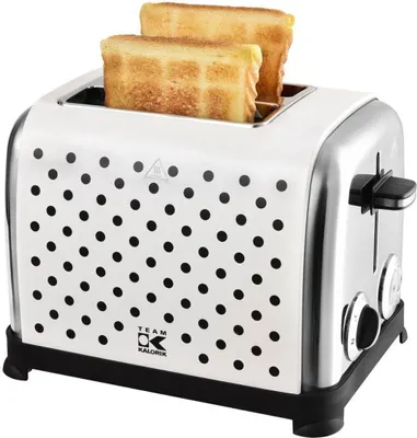 Produktbild von Kalorik 2-Scheiben-Edelstahltoaster Retro-Design weiß-schwarz Punkte NEU*54587