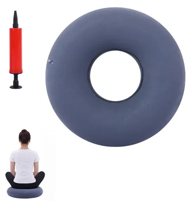 Productafbeelding van Opblaasbaar zitkussen met pomp, 34 cm, ringvormig kussen om staartbeenpijn te verlichten en het herstel na de bevalling te ondersteunen.