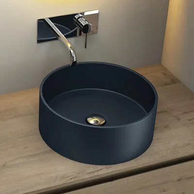Produktbild von Mai & Mai Waschbecken Aufsatzwaschbecken 40x40x15cm rund in Anthrazit matt ohne Hahnloch und Überlauf Col804