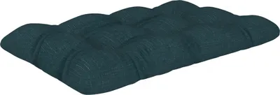 A dark green tufted cushion is shown on a white background.