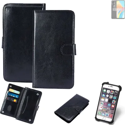 Produktbild von K-S-Trade 360° Hülle kompatibel mit Oppo A78 4G schwarz Kunstleder Case BookCase WalletCase Kunstlederederhülle Handyhülle, Rundumschutz Bumper