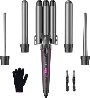 Produktbild von BESTOPE PRO Lockenstab Lockenstäbe 3 Fässer Welleneisen 5 in 1– Lockenstab Set 3