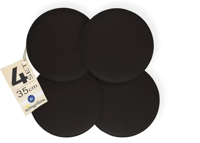 Produktbild von sunnypillow 4er Set Stuhlkissen aus Filz rund Ø 36cm | gemütliche Filzkissen für Bank und Stuhl | Indoor/Outdoor | Sitzkissen Sitzauflage | Schwarz