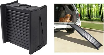 Image de Rampes pliables pour chiens, 152x40 cm, aide à l'accès jusqu'à 50 kg. Rampe pliable pour chiens, antidérapante, idéale comme rampe légère pour voitures, SUV, et pour faciliter l'accès des animaux de compagnie
