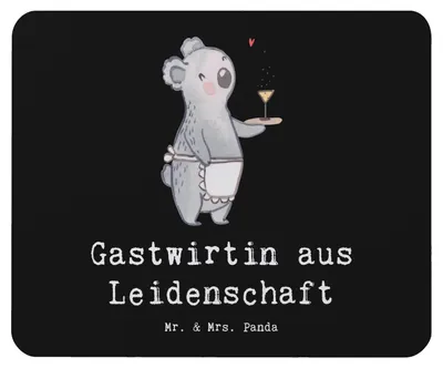 Produktbild von Mr. & Mrs. Panda Mouse Pad Gastwirtin Leidenschaft - Schwarz - Geschenk, Bar, Kneipe, Gaststätte, laptop mousepad, mauspad, pc mausunterlage