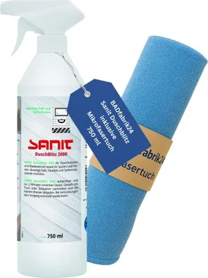 Produktbild von BADfabrik24 Duschblitz Reinigungsset, Duschblitz Handsprayflasche inklusive Mikrofasertuch