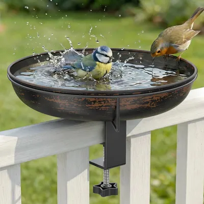 Productafbeelding van Vogelbad hangend - Metaal - 26 cm - Voor balkonleuning