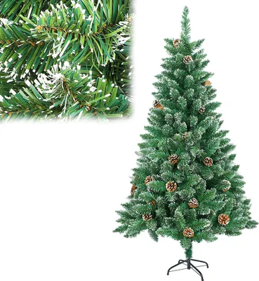 Produktbild von XMTECH 120CM künstlich Weihnachtsbaum mit Schnee & Edelstahl Ständer, einfache Stecktechnik, Tannenbaum Christbaum Weihnachtsdeko