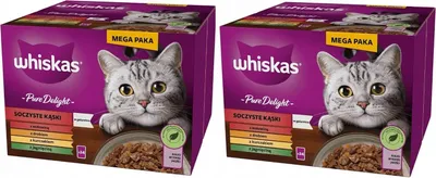 Produktbild von Whiskas Pure Delight Klassisches Ragout in Gelee Portionsbeutel 2x24x85g (2 Packungen) Hochwertiges Nassfutter für ausgewachsene Katzen
