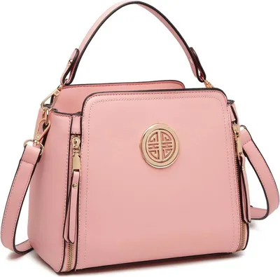 Produktbild von Miss Lulu Damen Umhängetasche Schultertasche Handtasche Crossbody Kunstleder Rosa