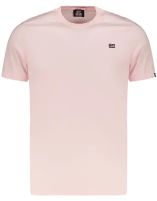 Produktbild von Rosa Herren-T-Shirt mit Rundhals und Applikation – Kurzärmelig & Stylisch