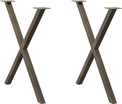 Obrázek produktu pro Nohy k jídelnímu stolu ve tvaru X, 2 ks, přírodní ocel, 80 x (72-73) cm, ocel