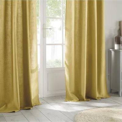 Imagen del producto de Cortina de lino Unyqoos® Atmosphera, 140 x 260 cm, con ojales, color ocre