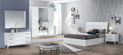 Produktbild von Schlafzimmer-Set Eleganza 6-Teilig in Weiß/Silber Hochglanz 4-Türig