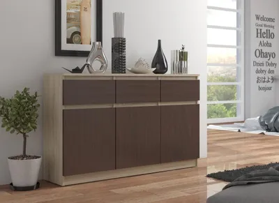Immagine prodotto di Cassettiera con cassetti e ante SAVRILA - rovere sonoma / wengé