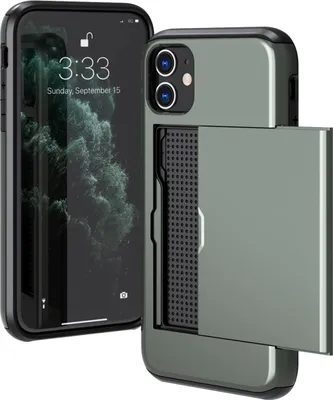 Image de imoshion Coque arrière avec porte-cartes pour l'Apple iPhone 11 - Vert foncé