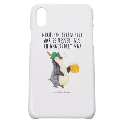 Produktbild von Mr. & Mrs. Panda Iphone 10 Handyhülle Pinguin Bier - Weiß - Geschenk, , Cover, Handy, Pinguine, Beschwippst, Angetüdelt, Hülle, X