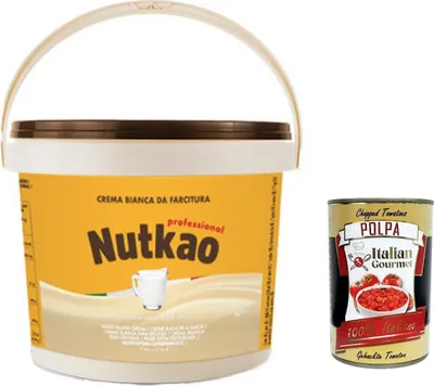 Produktbild von Nutkao crema bianca weiße Creme Schokolade 6Kg Brotaufstrich Aufstrich + Italian Gourmet polpa 400g