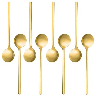 8er Set Espressolöffel, vergoldet, Edelstahl, 13,5 cm