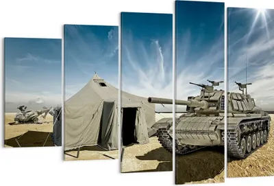 Produktbild von Bild auf Leinwand - Leinwandbild - Panzer Poligon Feld - 150x100cm - Wand Bild - Wanddeko - Leinwanddruck - Bilder - Kunstdruck - Wanddekoration - Leinwand bilder - Wandkunst - EG150x100-3723