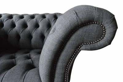 Produktbild von Chesterfield Design Sessel Grau Polster Luxus Textil Couchen 1 Sitzer