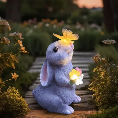 Produktbild von Solar Gartenfigur Hase mit LED – Gartenleuchte Außen Deko IP65