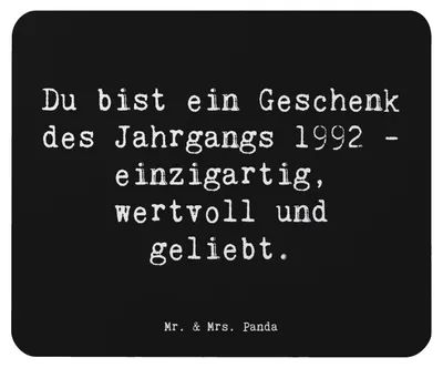 Produktbild von Mr. & Mrs. Panda Mouse Pad Spruch 1992 Geburtstag Geschenk - Schwarz - Mousepad, Mauspad, pc mausunterlage, Jubiläum, Geburtsjahr, geliebt und geschätzt, Glückwunsch