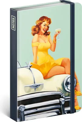 Produktbild von Notizbuch Liniert, Klein Notizheft für Erwachsene und Kinder, Notizheft, Hardcover Notebook (Pin-up Girls)
