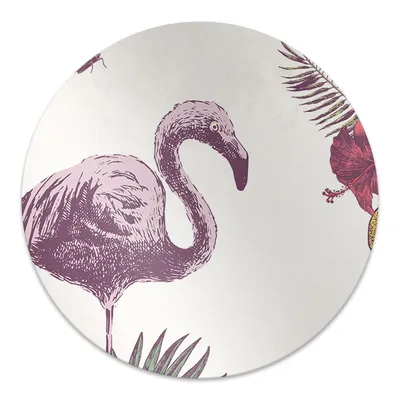 Produktbild von Rundmatte - Stuhlunterlage Bürostuhlunterlage - Rund Ø 100 cm - Bodenmatte - Fußmatte - Flamingos und Hibiskus.