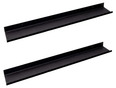 Image de Étagère murale en métal noir, 70 cm, lot de 2 – Étagère murale étroite 70 x 10 cm – Étagère pour tableaux et étagère suspendue pour tableaux, photos et petits livres – Fixation invisible