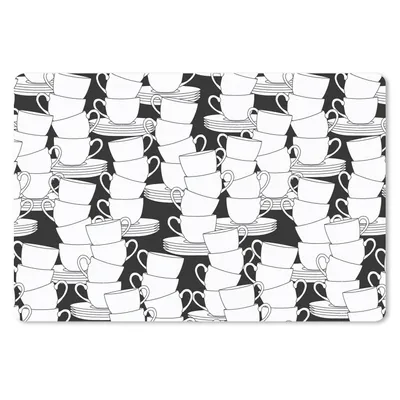 Produktbild von MuchoWow® Schreibtischunterlage Muster - Schwarz und Weiß - Tassen - Tee 60x40 cm - XXL Mauspad - Großes Mauspad