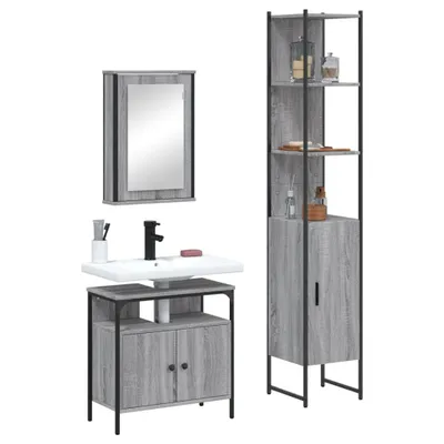 Image de Maison Exclusive - Ensemble de meubles de salle de bain 3 pièces gris Sonoma en bois composite