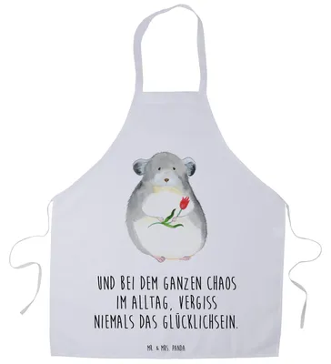 Produktbild von Mr. & Mrs. Panda Vorbinder Chinchilla Blume - Weiß - Geschenk, Büro, Chaos, Küchenzubehör, Grillschürze, Küchenschürze, Schürze, Liebeskummer, Chinchillas, Barista