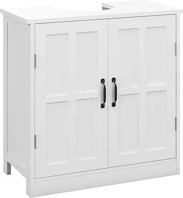Produktbild von Waschtischunterschrank Badezimmer Waschtisch Aufbewahrungsschrank für Waschbecken mit Doppeltür und verstellbarem Einlegeboden, 60 x 30 x 60 cm, Weiß