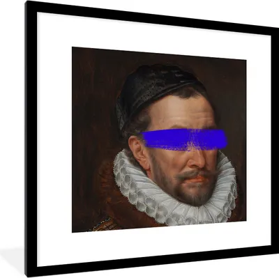 Produktbild von MuchoWow® MuchoWow® Gerahmtes Poster Wilhelm von Oranien - Kunst - Blau 40x40 cm - Poster mit zchwarzem Bilderrahmen - Poster - Plakat im Rahmen