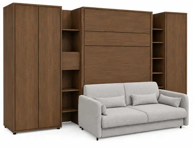 Productafbeelding van Kastbed met slaapbank, Concept 140x200 cm, Lenart, LED-verlichting, pocketveringmatras. Inklapbed - Set 2