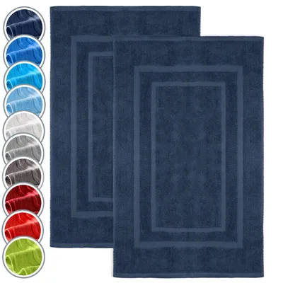 Produktbild von Badematte Badvorleger 2er Pack 50x80cm, 100% Baumwolle, Navy blau
