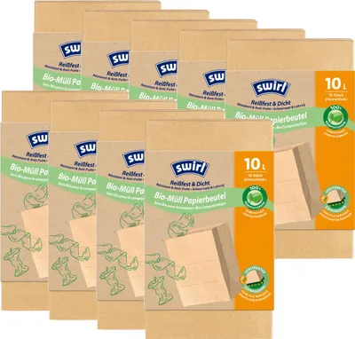 Produktbild von Swirl -Müll-Papier-Beutel 10L 10 Stück (9er Pack)