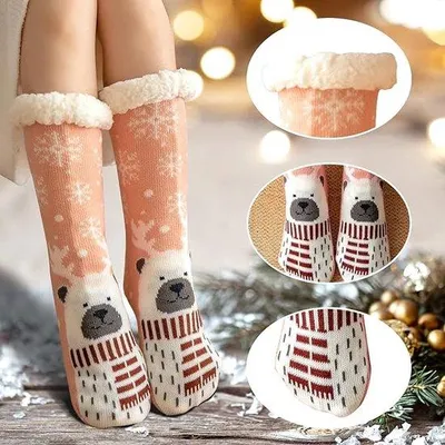 Produktbild von Socken, Hausschuhe, Damen, Winter, warm, rutschfest, thermisch, Hausschuhe, Socken, Damen, Weihnachten, dicke Socken, Größe 36-41