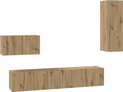 Obrázek produktu pro vidaXL Nástěnná televizní skříňka, 4 kusy, dekorativní lamino s povrchem imitujícím dřevo "Artisan Oak"
