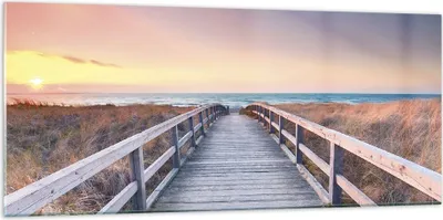 Produktbild von Bilder auf glas - Einteilig - Weg Meer Brücke - 120x50cm - Glasbilder - Wandbilder - Bilder - zum Aufhängen bereit - Wanddekoration aus Glas - Glas Bilder - Wandbild auf Glas - GAB120x50-4948