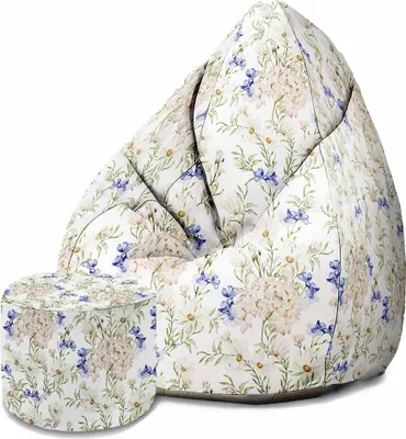 Zdjęcie produktu dla Dreamroots Bean Bag 80x80x120cm Beanbag z oparciem z podnóżkiem Poduszka do siedzenia Worek podłogowy Beanbag z wypełnieniem z Amazing Floral